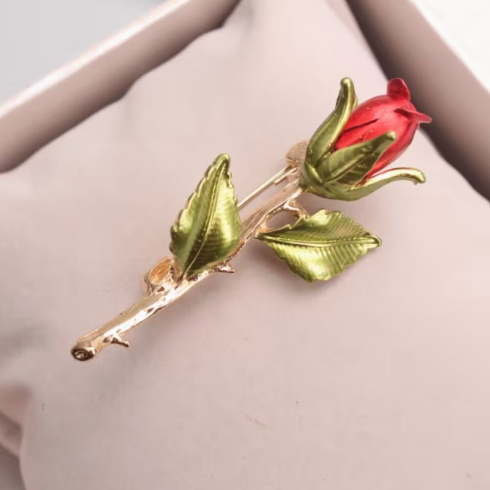 🍏50% OFF/3+...Pretty Red Rose Brooch